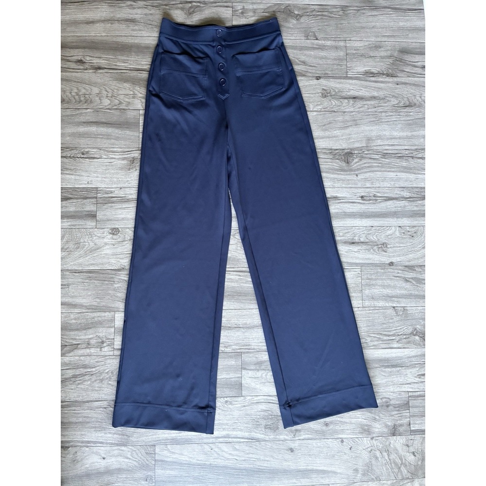 Halara XS Petite Wide Leg High Waist Navy Stretch Pants Button Front NWT - Picture 2 of 16